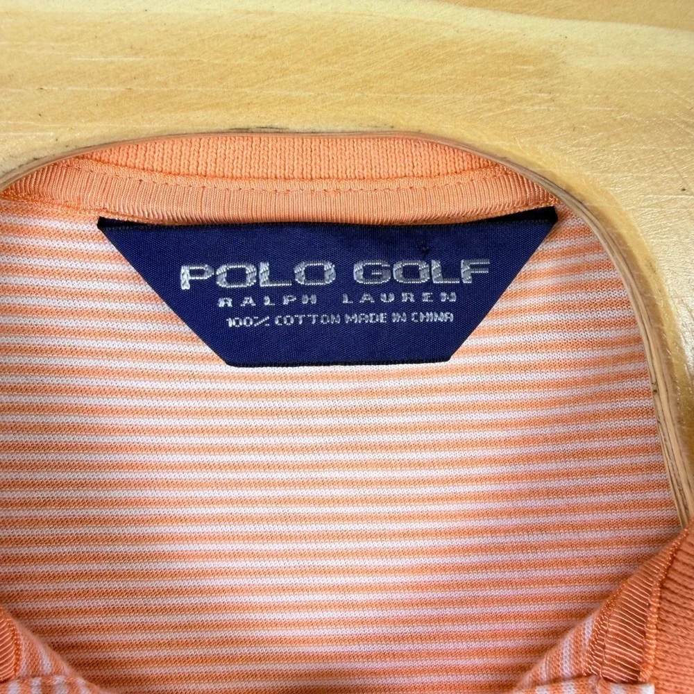 Polo Golf‎ Ralph Lauren Polo Shirt Mens XXL Orange Striped Short Sleeve Cotton